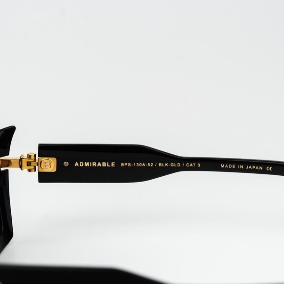 Balmain Men Sunglasses Titanium Black Gold Grey Rectangle ADMIRABLE BPS-130A-52 - Picture 10 of 14